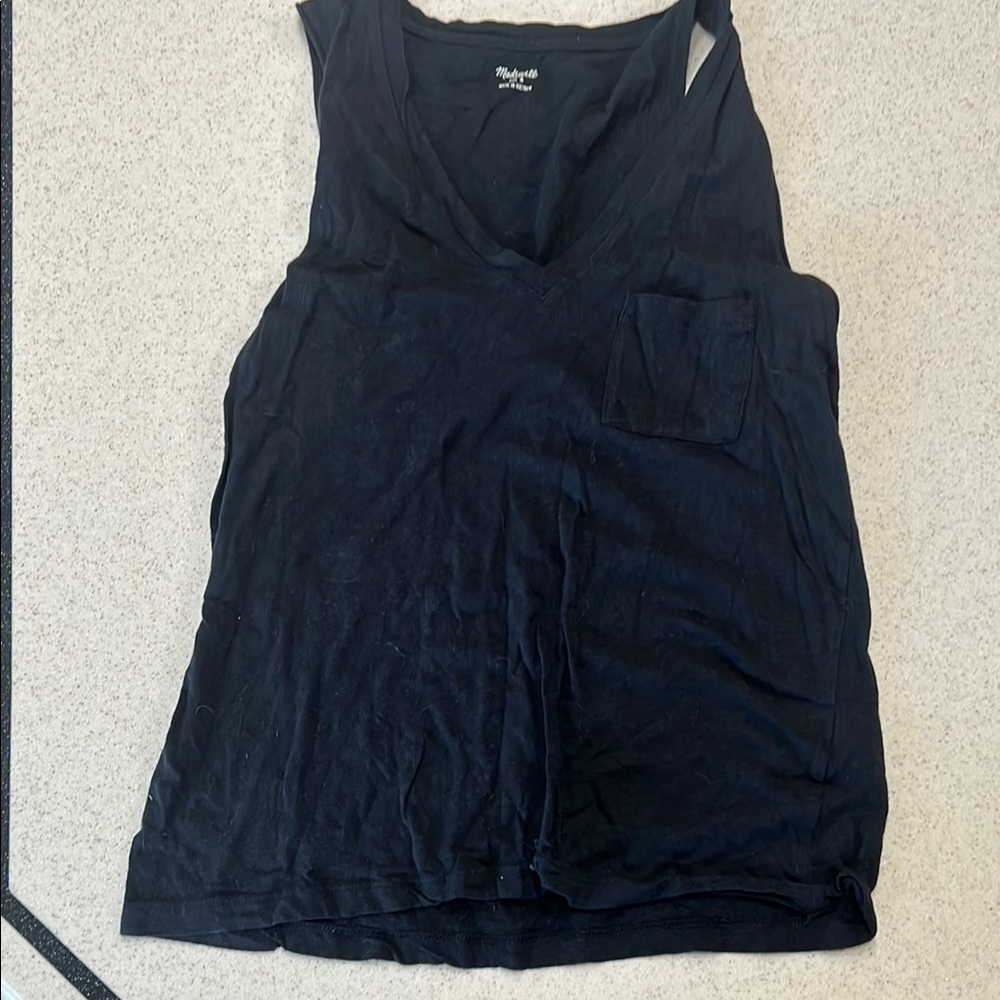 Madewell Black V-Neck Pocket Tank Top